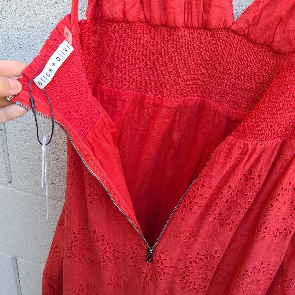 Alice + Olivia | Levine Broderie-Anglaise Cotton Linen Blend Maxi Dress NEW - Picture 14 of 16